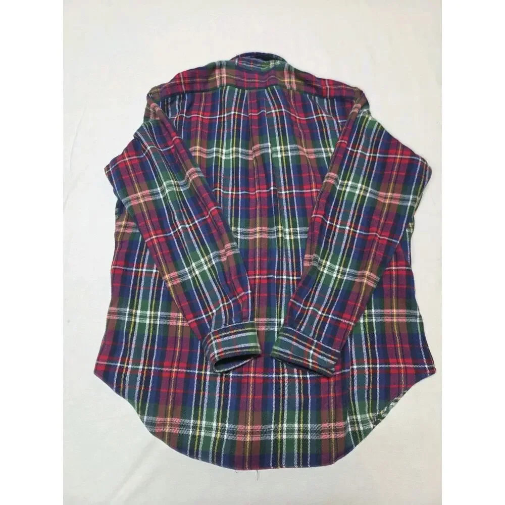 ralph lauren Mens Long Sleeve Button Up Bright Multi Color Plaid Shirt...